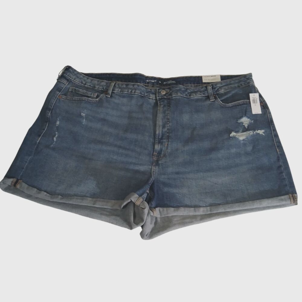 WOMENS PLUS SIZE O.G. STRAIGHT DISTRESSED JEAN SHORTS by OLD NAVY